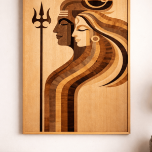 Handcrafted Shiv Parvati Veneer Wall Art